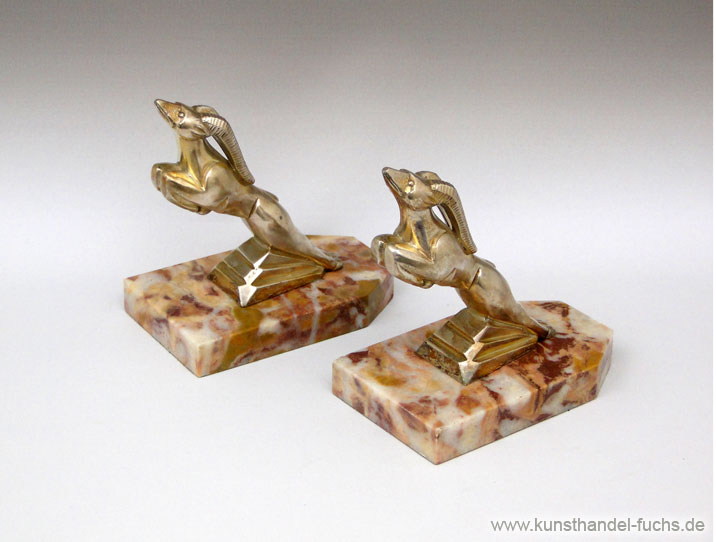Metall Buchstuetzen versilbert Art Deco Boecke Henry Moreau