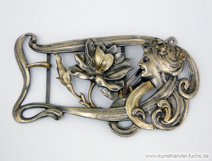 Schmuck Deutschland Silber Frauenprofil Jugendstil um1900